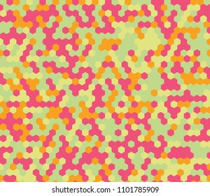 Seamless fashion yellow and pink hexagonal camo pattern vector