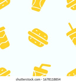 Seamless Fast food Icons Pattern, Vector Illustration EPS 10.