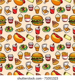 Seamless Fast Food Pattern