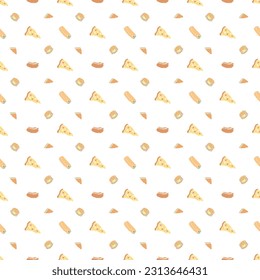 Seamless fast food pattern. fast food background. Doodle fastfood icons. Drawn food pattern