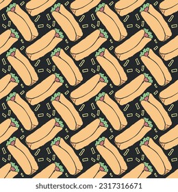 Patrón de comida rápida sin foco. fondo de comida rápida