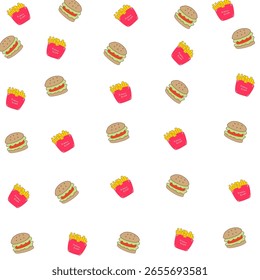 Nahtloses Fast Food Muster. Fast-Food-Hintergrund.
