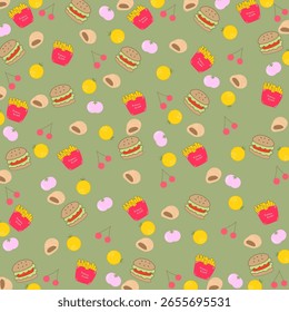 Seamless fast food pattern. fast food background.