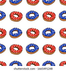 Nahtlose Fast-Food-Muster, Doodle-Vektorillustration, Fast-Food-Hintergrund. Handziehmuster