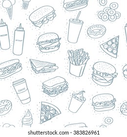 seamless fast food pattern on white