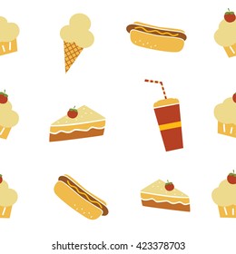 seamless fastfood restaurant theme pattern vector art illustration