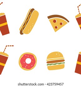 seamless fastfood restaurant theme pattern vector art illustration