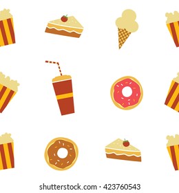 seamless fastfood restaurant theme pattern vector art illustration