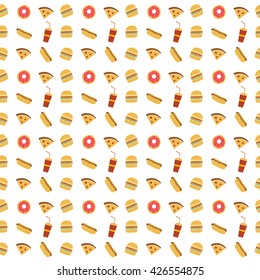 seamless fastfood restaurant theme pattern vector art illustration