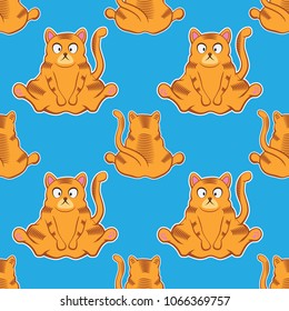 Seamless Fat Ginger Cat Pattern