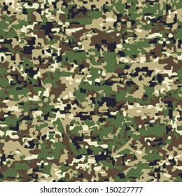 Seamless Faux Digital Woodland Camouflage Background Pattern