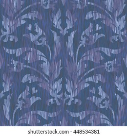 Seamless faux fabric damask pattern background tile