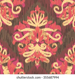 Seamless Faux Fabric Damask Surface Design Pattern Background Tile