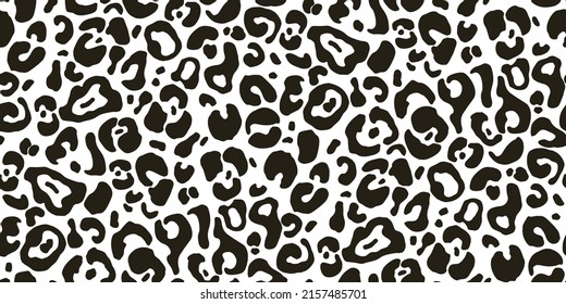 Seamless faux leopard trendy skin pattern. Abstract black animal print on white background. Make camouflage printable cheetah skin print. Vector template for the design of fabric, bag, furniture trim