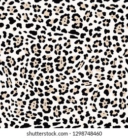 Seamless Faux Textured Snow Jaguar Skin Pattern with spots on light grey background. Vector EPS10 animal repeat surface pattern.