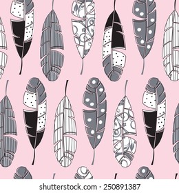 seamless feather aztec pattern vector illustration