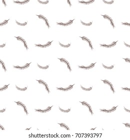Seamless feather illustrations background abstract, hand drawn. Cartoon style vector graphic.