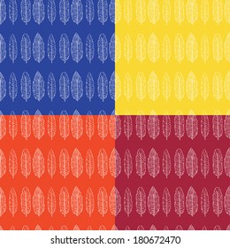 Seamless feather pattern background. Endless colorful texture.