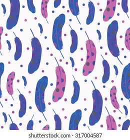 Seamless feather pattern background. Endless colorful texture