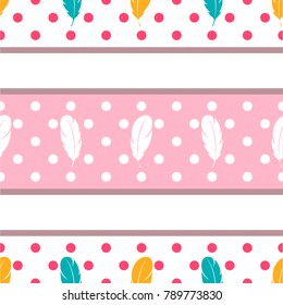 Seamless feather pattern. Colorful feathers background