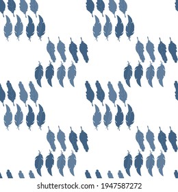 Seamless feather pattern. Elements of a linear hand drawn design. Simple abstract shapes, minimalism. Part of a bird's wing. Light vector background for cover, paper, fabric and textile print.