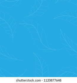 seamless feather pattern on a blue background