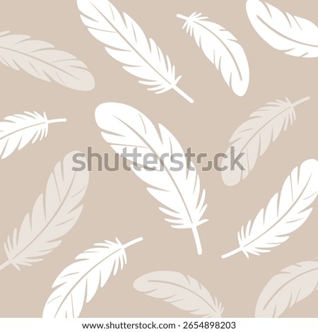 Seamless feather pattern, representing softness, elegance, and natural beauty. Ideal for wallpaper, textile prints, backgrounds, and decorative surface design