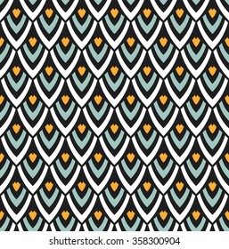 Seamless feather pattern. Textile and fabric pattern. Abstract Background. Ethnic Pattern. Islamic pattern. Zigzag pattern. Geometric Pattern. Grid background. Colorful backdrop.Vector Regular Texture