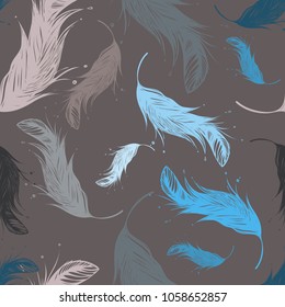 seamless feather pattern, vector