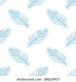 Seamless feather pattern. Vector illustration. White background.