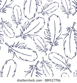 Seamless feather pattern. Vector illustration.