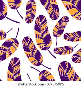 Seamless feather pattern. Vector illustration.