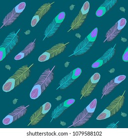seamless feathers background, can be used for textile design, vector image