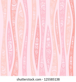 Seamless Feminine Pattern With Decorated Waves. Vector