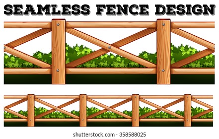 Seamless fence design along the bush illustration