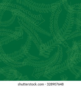 Seamless Fern Leaves Pattern made in Green Color Tints