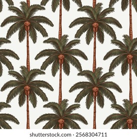 SEAMLESS FERN PALM TREE FLORAL TROPICAL BEACH RESORT VACATION SUMMER PATTERN SWATCH