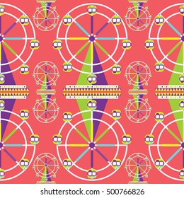 Seamless Ferris Wheel Pattern, amusement park