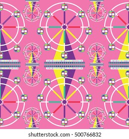 Seamless Ferris Wheel Pattern, amusement park
