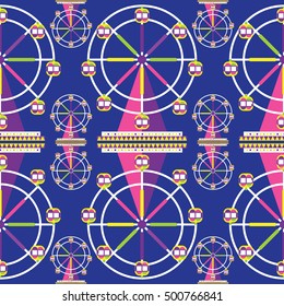 Seamless Ferris Wheel Pattern, amusement park