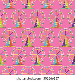 Seamless Ferris Wheel Pattern, amusement park