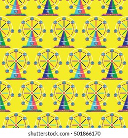 Seamless Ferris Wheel Pattern, amusement park