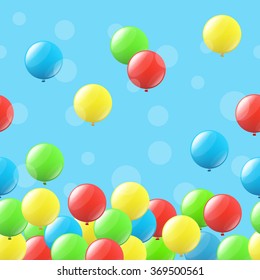 Seamless festive background with colored balloons