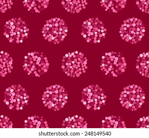 Seamless festive background from pink dots