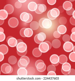 Seamless festive bokeh lights background, vector illustration