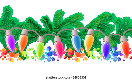 Nahtlose festliche Weihnachtsbaumzweig mit Garland