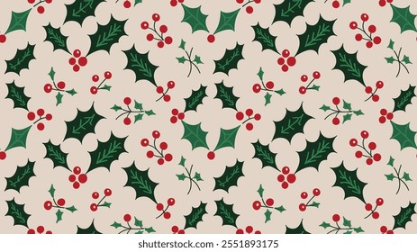 Seamless festive holiday background pattern with colorful Christmas ornaments