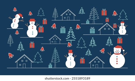 Padrão de fundo de feriado festivo contínuo com ornamentos de Natal coloridos