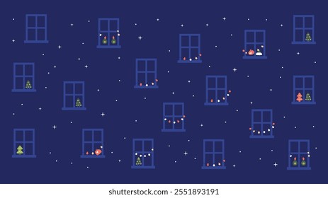 Seamless festive holiday background pattern with colorful Christmas ornaments