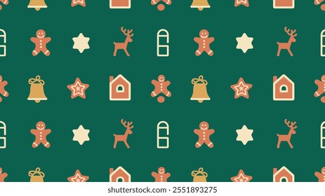 Seamless festive holiday background pattern with colorful Christmas ornaments